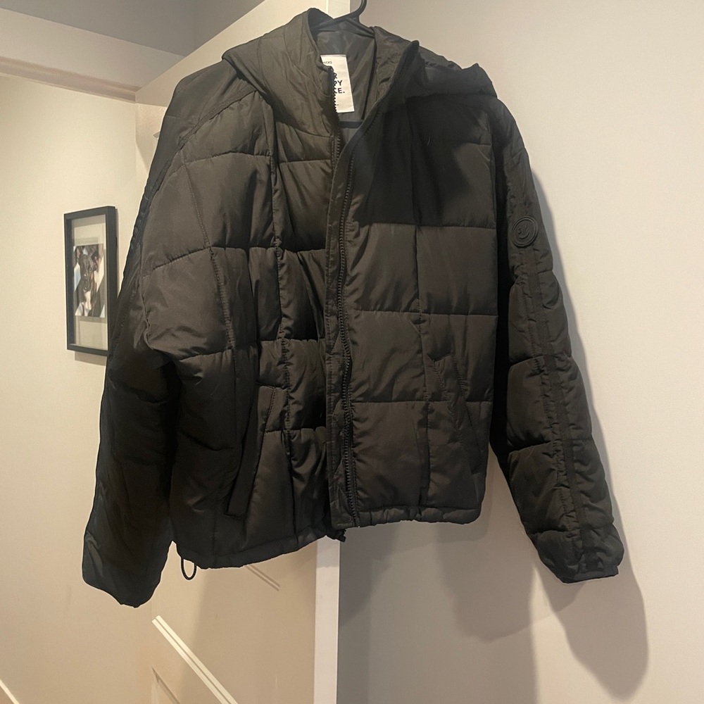 Gilly Hicks Black Quilted Puffer Jacket with Hood